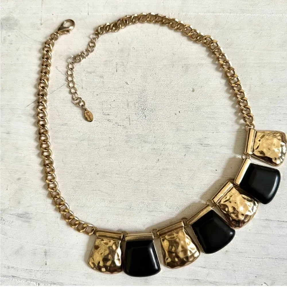 L.JTM gold tone and black necklace